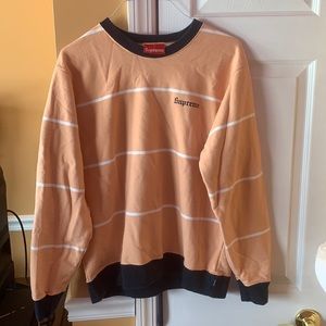 Supreme Striped Crewneck Peach, Thick Material